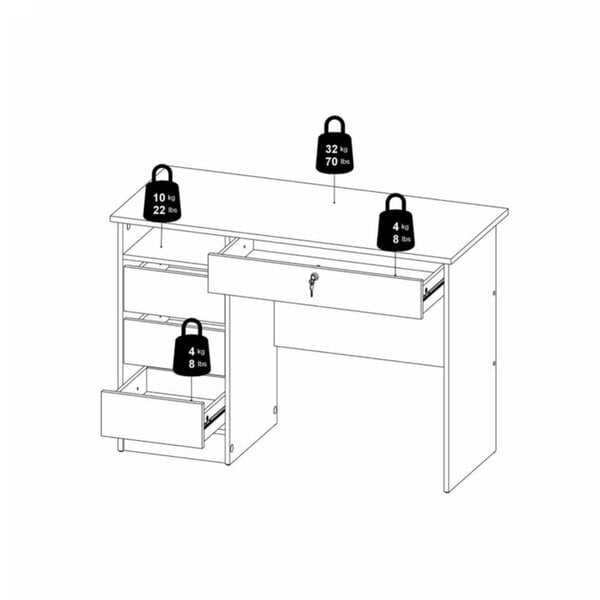 Wyld Haus Billabong White Wooden 4 Drawer Desk