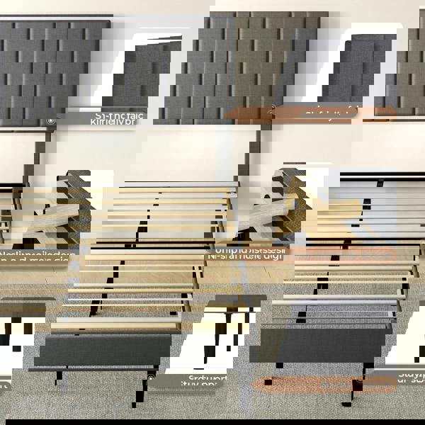 Levede Bed Frame Double Upholstered  Foam Headboard Soft Linen Fabric Wooden