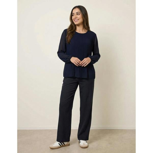 Blue Vanilla Long Sleeve Pleated Top