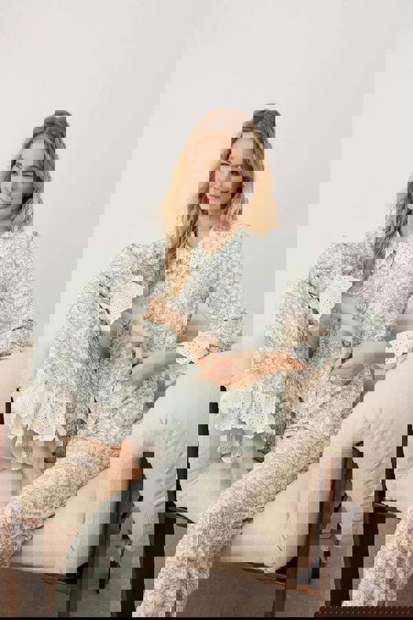 WOVCOR 2-Piece Floral Viscose Woven Pajama Set