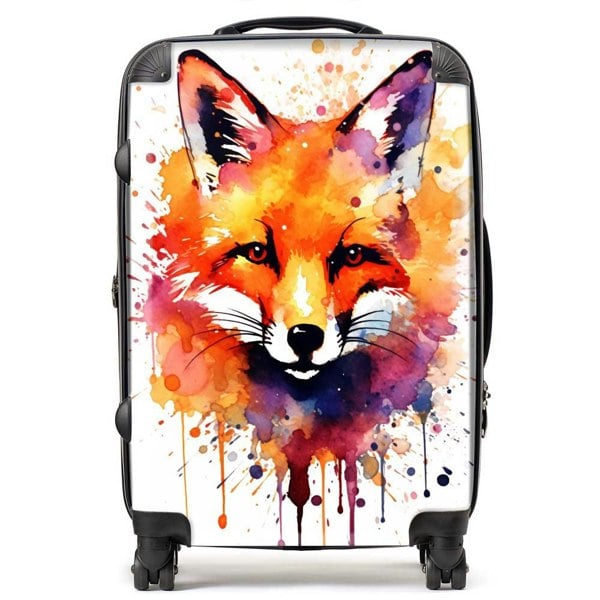 Warren Reed Watercolour Splashart Fox Face Suitcase