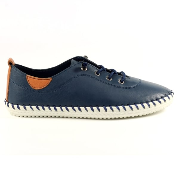 Lunar Women's St Ives Leather Plimsolls - Navy