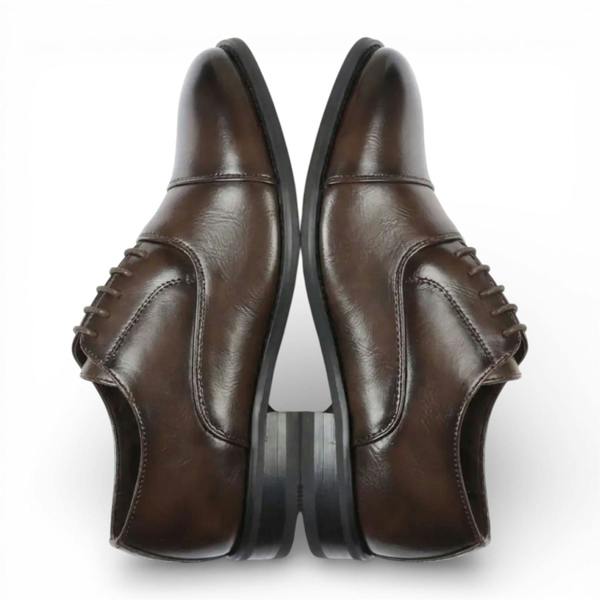 Dolcetto Men's Brown Classic Cap-Toe Oxford Formal Lace-Up Brogue Shoes