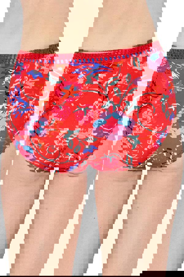 Blanket Stitch Red High Waist Brief Bikini Bottoms Back