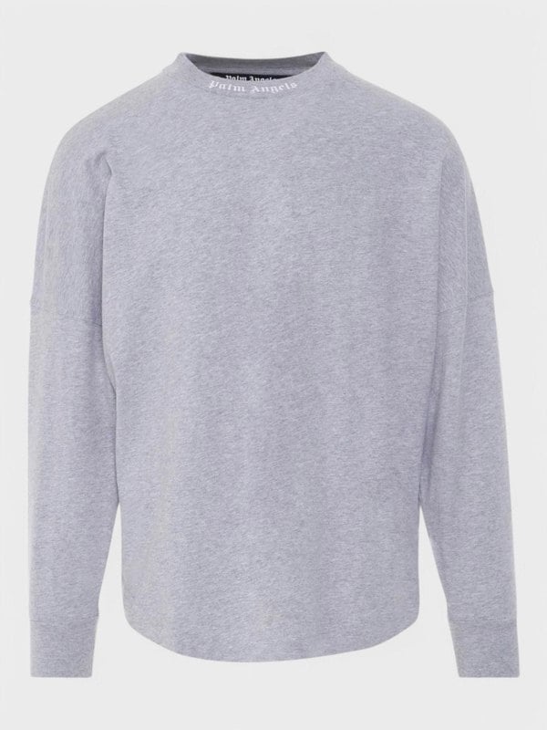 Palm Angels Gothic Logo Longsleeve T-Shirt Melange Grey - Supplied FashionPALM ANGELS