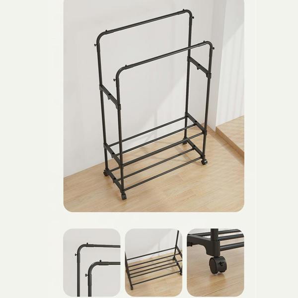 Havendro Heavy Duty Double Clothes Rail Garment Rack with Shoe Storage Display Stand