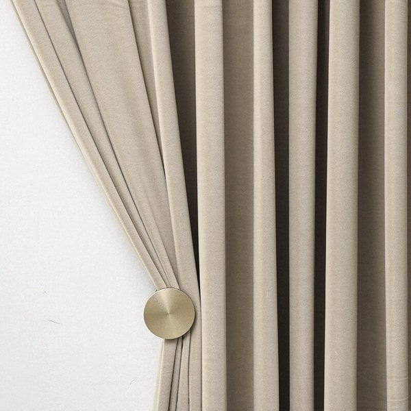 Anydrape 150cm Beige High Quality Modern Velvet Blackout Curtains for Living Room Bedroom Dining Luxury Window Drape