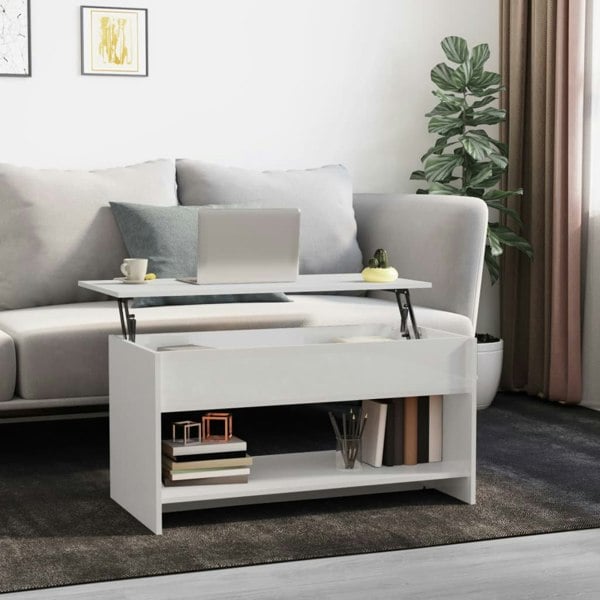Berkfield 809653 Berkfield Coffee Table High Gloss White 102x50x52,5 cm Engineered Wood