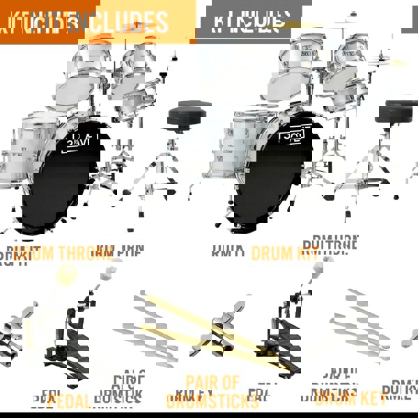 3rd Avenue 5 Piece Junior Drum Kit#Colour_Silver