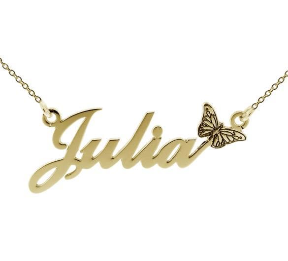Christopher James of London 9ct Yellow Gold Carrie Style Personalised Name Necklace with Butterfly