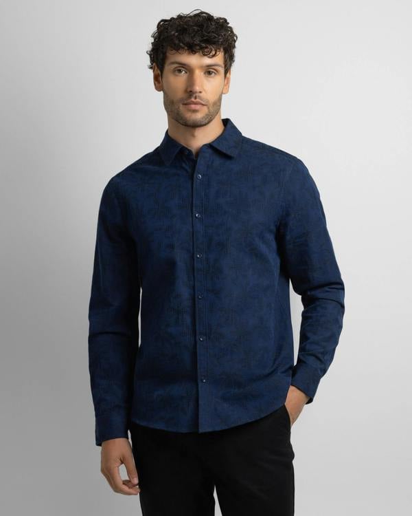 Steel & Jelly Tattenhall - Leaf Texture Long Sleeve Shirt