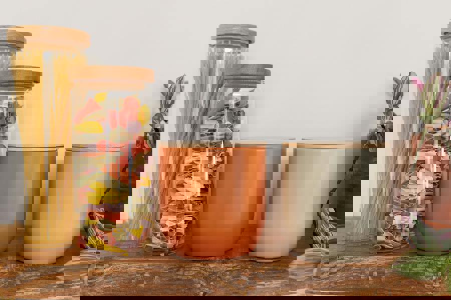 KitchenCraft Idilica Glass Storage Jar with Beechwood Lid, 1000ml