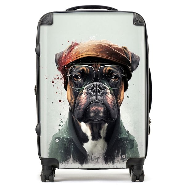 Warren Reed Boxer Dog With Hat Splashart Suitcase