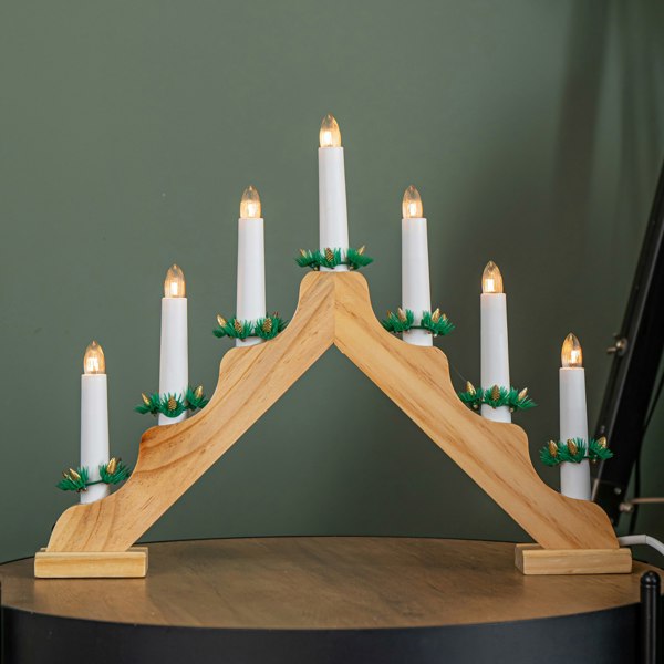 Samuel Alexander 40cm Light up Wooden Christmas Candlebridge with 7 Warm White LEDs