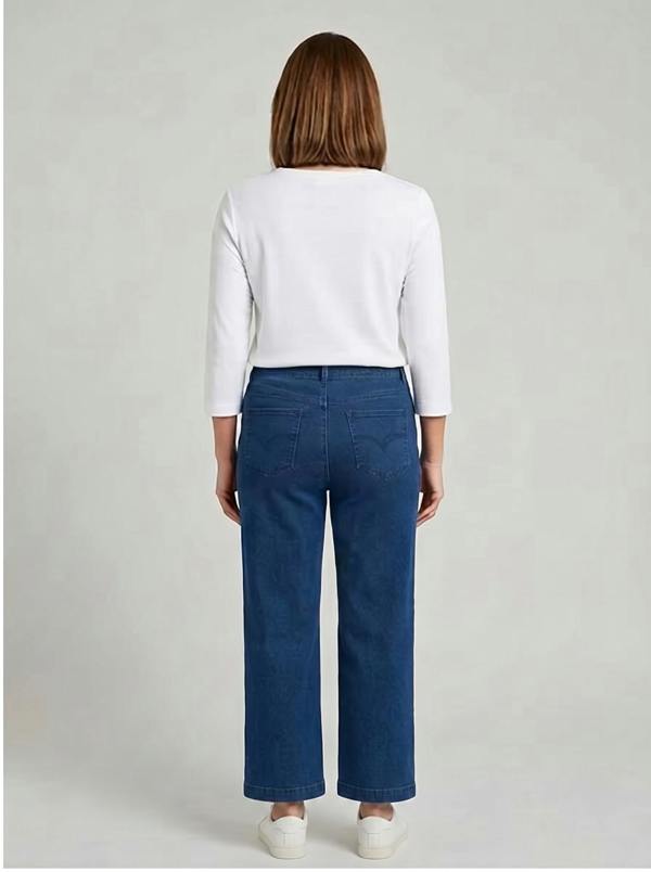 PennyPlain 5 Pocket Wide Leg Denim - Blue Wash Short