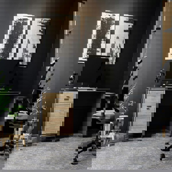 Furniture To Go High Rock Desk in Matt Black/Riviera Oak