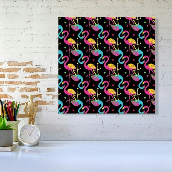 Warren Reed Vivid Flamingo Pattern Canvas