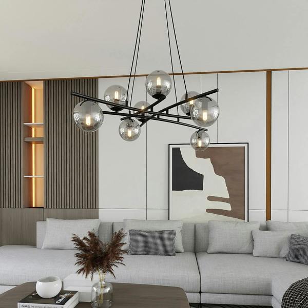 Emibig ESSA Pendant lamp 8 x E14 Black with Graphite Shade