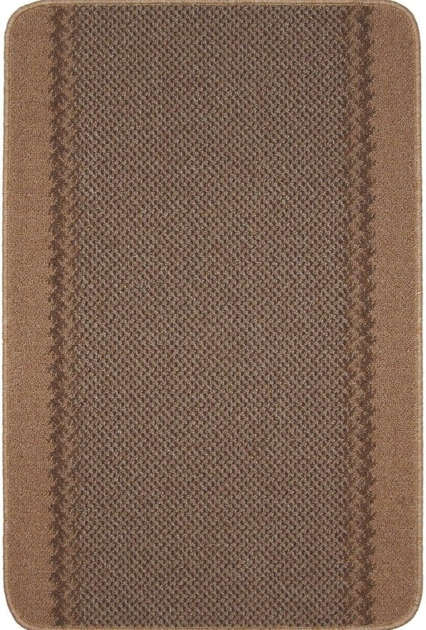 Machine Washable Designer Mats Bordered Line Design Beige