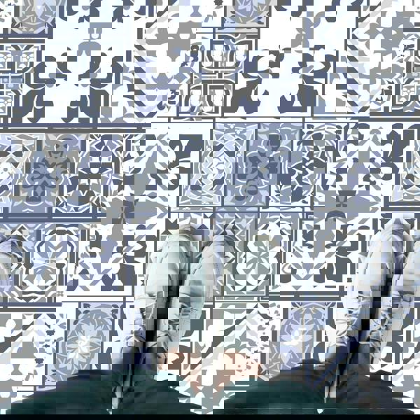 WFS6012 - Lisbon Blue Tiles Melange Floor Sticker 120cm x 60 cm