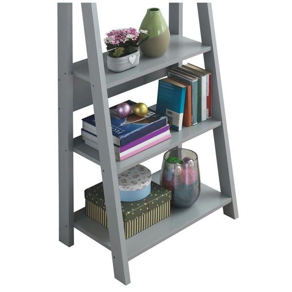 Timber Art Design Riva Retro 5 Tier Ladder Bookcase Display Shelf Unit