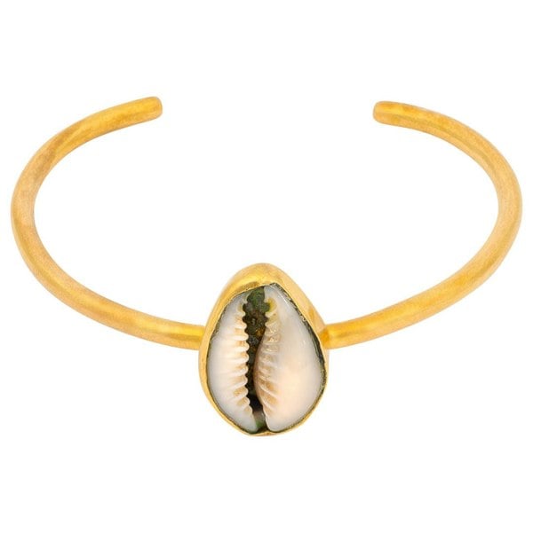 Paguro Cowrie Shell Recycled Brass Adjustable Bangle