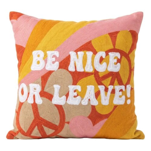 Funny Needlepoint Pillow – Be Nice or Leave