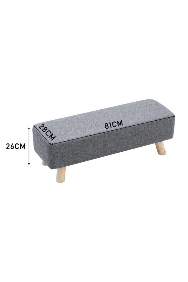 Living and Home 81cm W Grey Rectangular Tofu-shaped Footstool