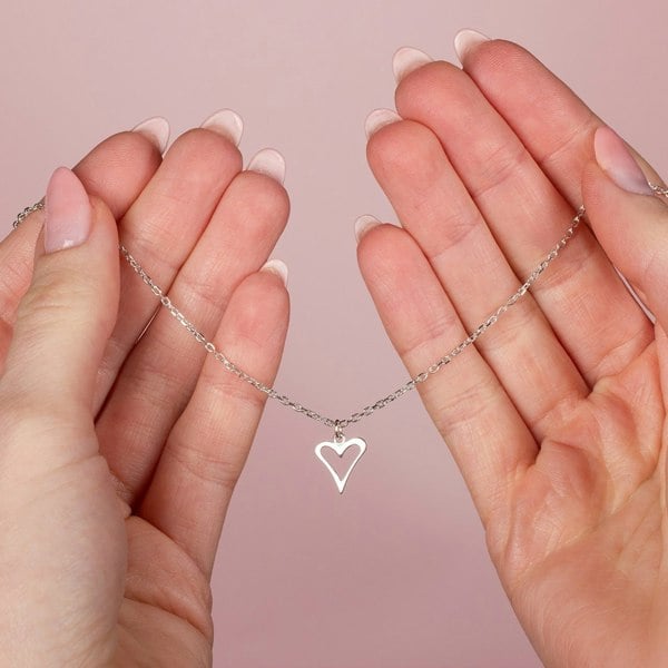 Open Heart Necklace - Sterling Silver - MYLEE London