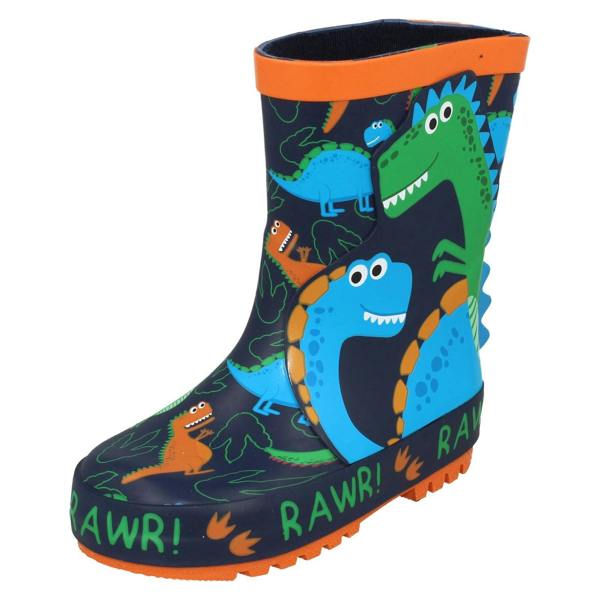 CHARACTER Boys Dinosaur Rawr Wellington Boots GUV22710AA02BSZZ