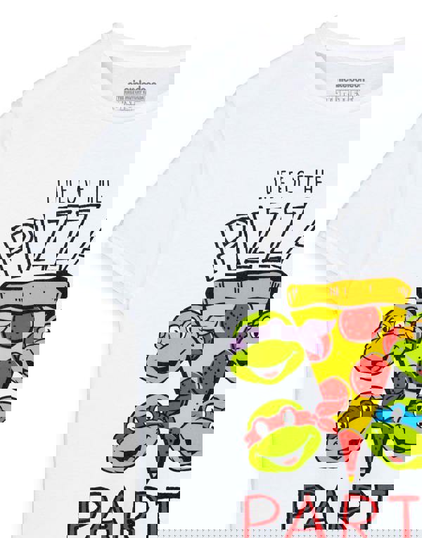 Teenage Mutant Ninja Turtles Boys White Life of the Pizza Party Short Sleeved T-Shirt