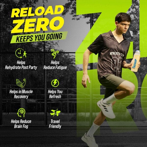 Reload Zero Stick Pack - Energizing Electrolyte Drink Mix for Instant Hydration - Orange Flavour, 15 Sachets