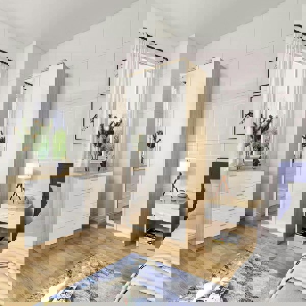 Comfy Living High Gloss Bedroom Furniture 3 Piece Trio Set Wardrobe Chest Bedside