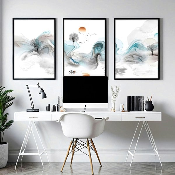 Home office prints | set of 3 framed wall art