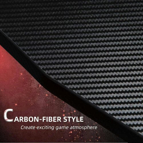 122 x 66 cm Gaming Desk, Carbon Fibre Covered Computer Desk, Gamer Workstation - Headphone Hook, Cup Holder & Gamepad Storage Rack