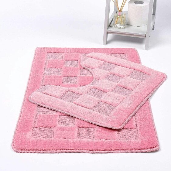 Night Zone Square Bath Mat – Soft Absorbent Non-Slip Bathroom Rug - Pink