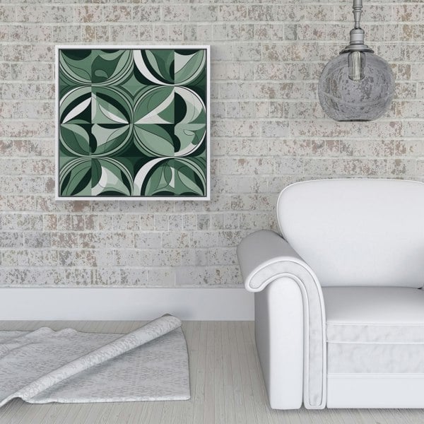 Warren Reed Geometric Green Black Framed Canvas