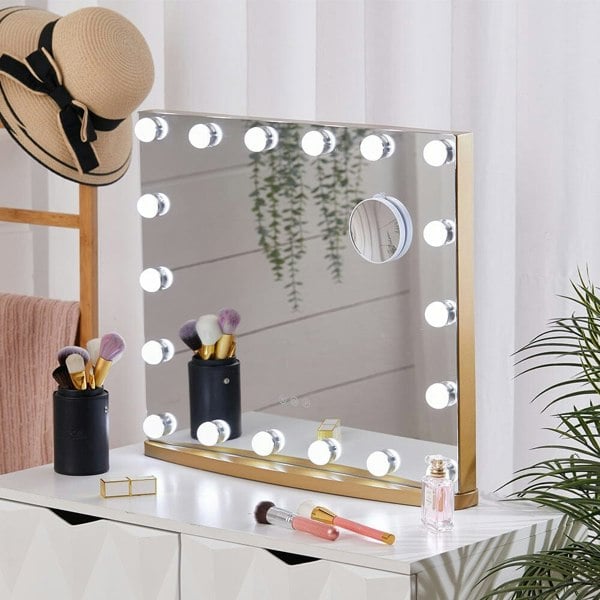 Hollywood Lighted Rectangle LED Metal Makeup Mirror Living and Home