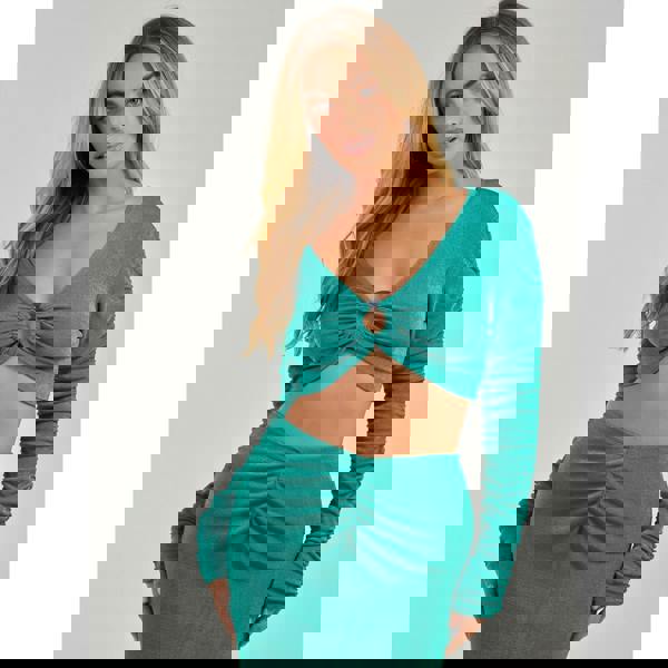 Pink Vanilla Shimmer Ruched Ring Detail Top