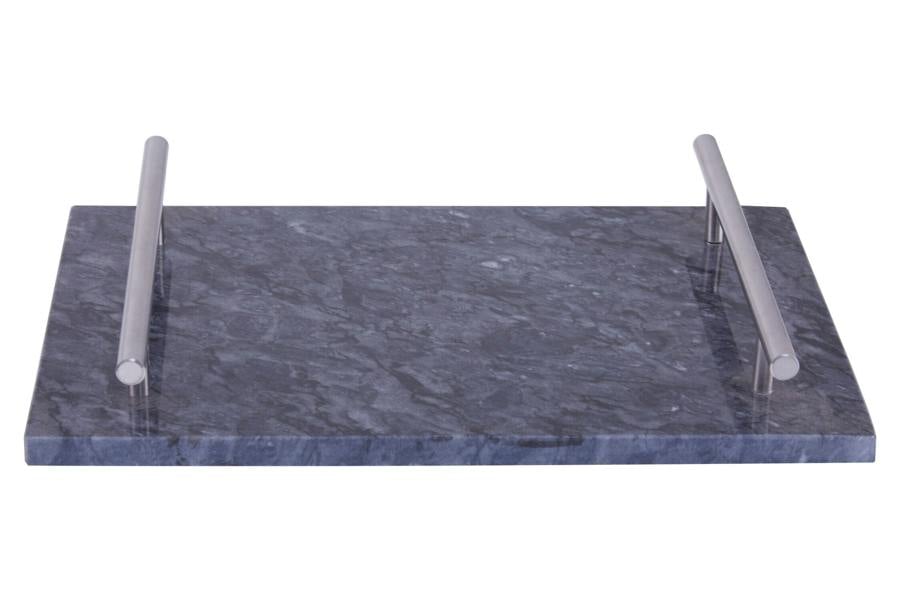 Interiors by Premier Marmore Black Marble Serving Board with Silver Handles