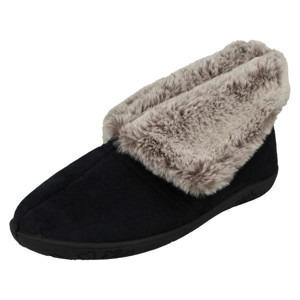 Padders Ladies Padders Faux Fur Cuffed Slippers Esme