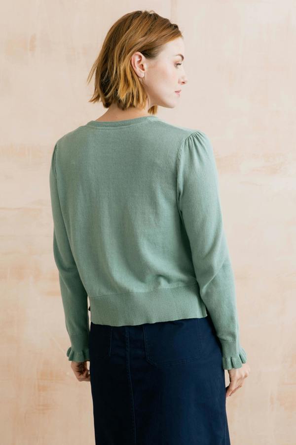 Lily & Me Lauren Ruffle Outfitter Cardigan Ocean