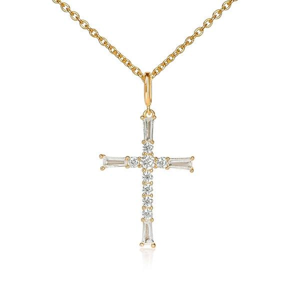 namana Gold Plated Sterling Silver Cross pendant Necklace