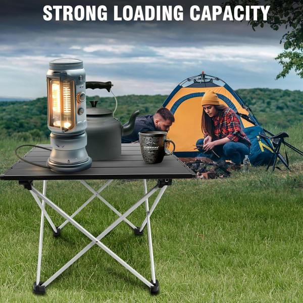 Dyzi Folding Aluminium Camping Table 35cm Portable Black