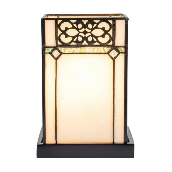 1920s Vintage Rectangular Tiffany Glass Table Lamp in Emerald Green Image 8