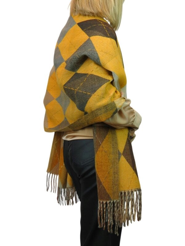 Paulo Due Wool Blend Reversible Argyle Pashmina Scarf
