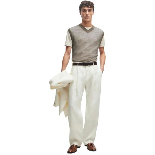 Boss Mens Lucid Crew Neck T-Shirt - Beige - 