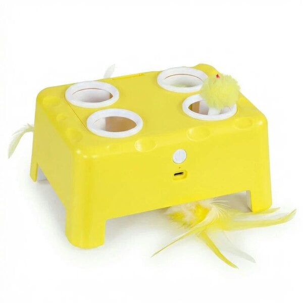 3 in 1 Interactive Cat Toys with Mouse & Feather Teaser Toy Rechargeable Automatic for Indoor Kittens & Adult Cats