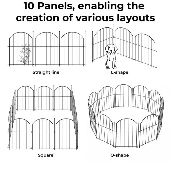 Levede Animal Barrier Metal Decorative Garden Fence Outdoor Pet Border 10 Pack
