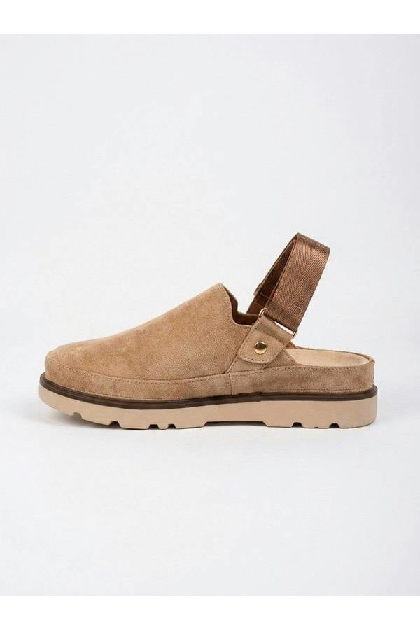 Tara Womens Suede Convertible Slingback Clogs - Khaki